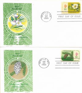 1969 FDC, #1376-1379,1379a, 6c Int'l Botanical Congress, Jackson (4)