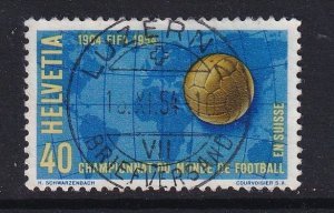 Switzerland  #350  used 1954  world soccer championships  40c