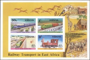 Kenya 1976 MNH Souvenir Sheet Stamps Scott 64-67 Imperf Rail Transport Trains