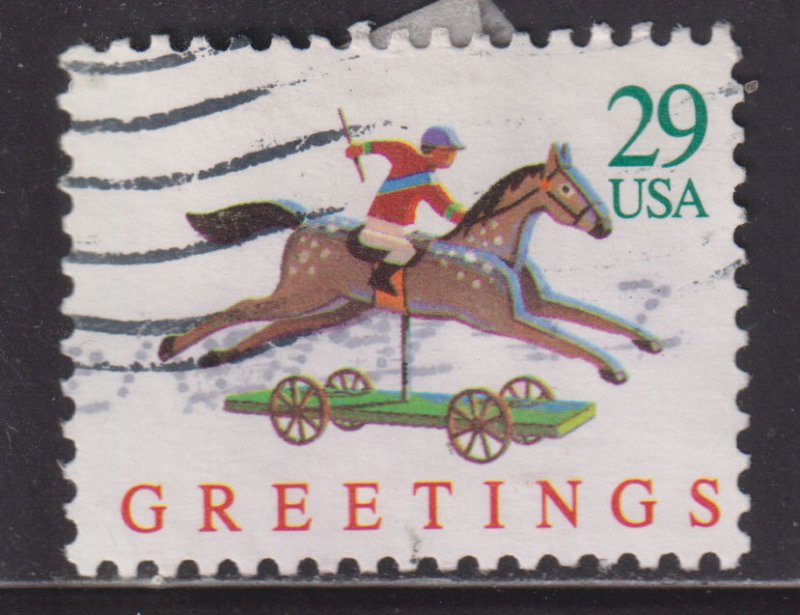 United States 2711 Wooden Wheeled Race Horse 1992