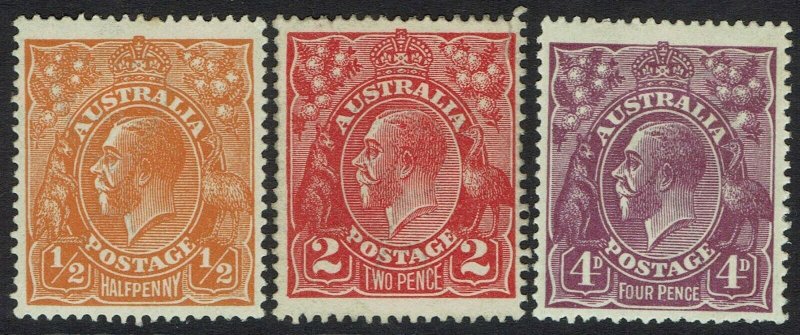 AUSTRALIA 1918 KGV ½D 2D AND 4D SINGLE WMK 