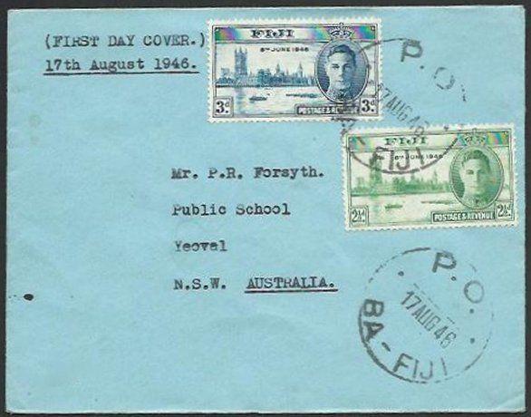 FIJI 1946 Victory set on FDC - PO / BA FIJI cds............................61753