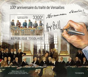 Togo 2019 MNH Military Stamps WW1 WW1 Treaty of Versailles 1v S/S