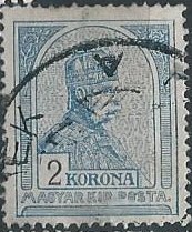 Hungary 102 (used) 2k Franz Josef I, dull blue (vert. wmk) (1913)