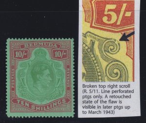 Bermuda, SG 119bd, MLH Broken Top Right Scroll variety