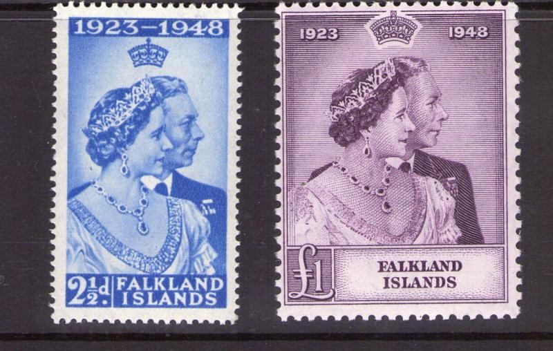 FALKLAND ISLANDS 1948 Silver Wedding,multiple,multi-colour superb MNH