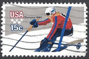 United States #1796 15¢ Winter Olympic Games - Slalom Skiing (1979). Used.