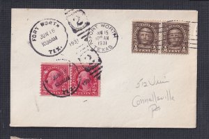 USA 1930 AM 20 FIRST FLIGHT COVER FORT WORTH TEXAS TO CONNELLSVILLE PENNSYLVANIA