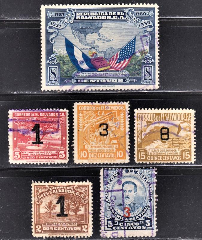 El Salvador Scott 568-573  F to VF used.