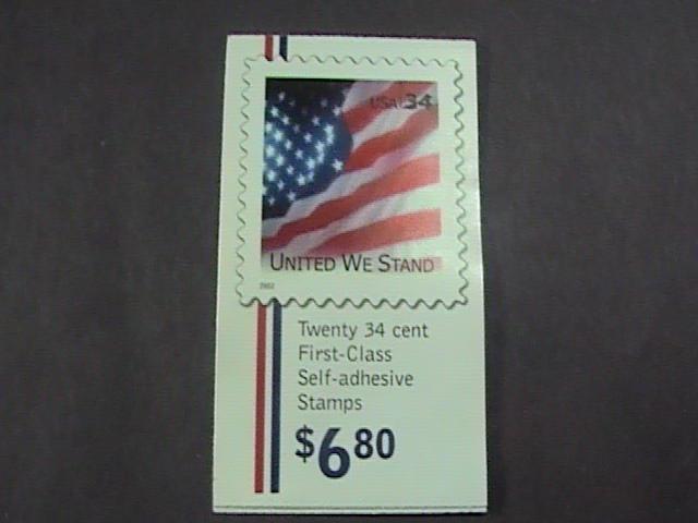 U.S.# 3549- BK287-MNH--COMBO BOOKLET OF 20--FLAG/UNITED WE STAND---2001