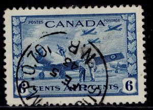 CANADA GVI SG399, 6c blue, FINE USED. Cat £14. CDS