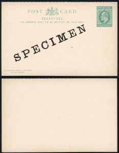 Transvaal KEVII 1/2d+1/2d stationery post and reply card SPECIMEN overprints