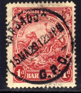 Barbados 1925 - 35 KGV 1d Scarlet used SG 231 ( K401 )