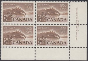 Canada - #442 Ottawa, Plate Block  - MNH