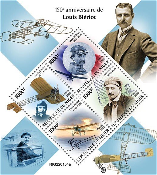 NIGER - 2022 - Louis Bleriot - Perf 4v Sheet - Mint Never Hinged