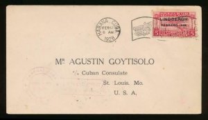 CUBA (US) 1928 FEB. COMMERCIAL COVER LINDBERGH TO ST LOUIS