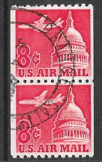 USA C65: 8c Jet over Capitol, pair, used, F-VF