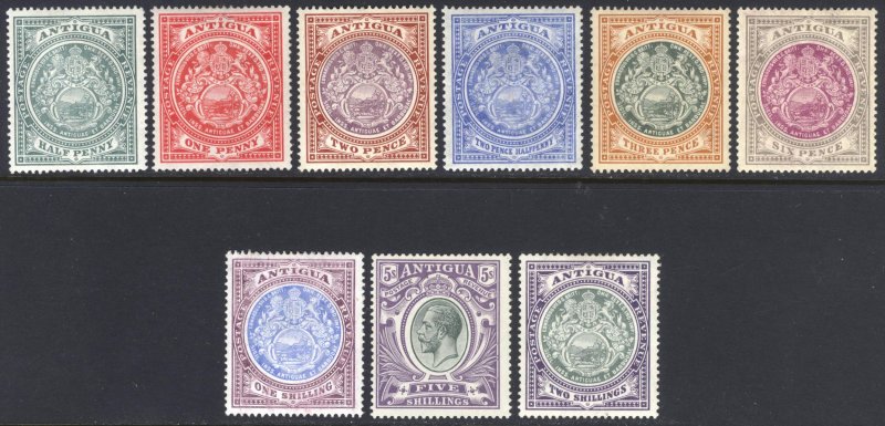 Antigua 1908 1/2d-5s Seal + GV Wmk MCA Scott 31-41a SG 41-51 MLH Cat $276