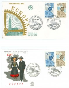 France 1178-9 1967 Europa (CEPT) set of two on two unaddressed first day covers with two different cachets.