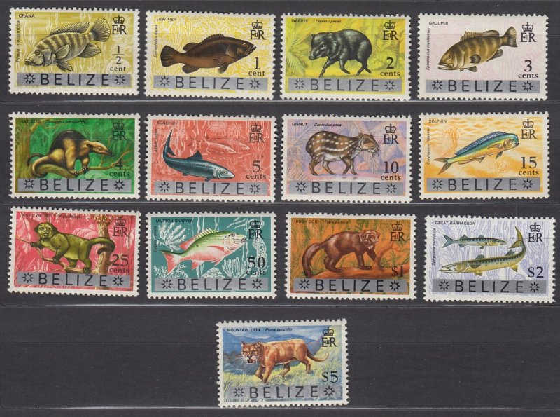 J39737, JL Stamps 1974 belize set mhr #327-9 wild animals