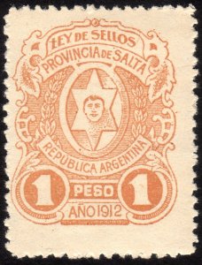 1912, Argentina Salta, 1P, Revenue stamp, MNH