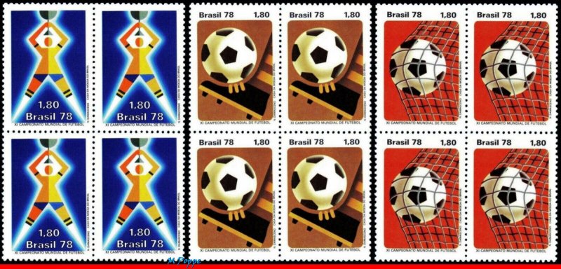 1550-52 BRAZIL 1978 WORLD CUP, FOOTBALL SOCCER, FIFA, MI# 1643-45, BLOCKS MNH