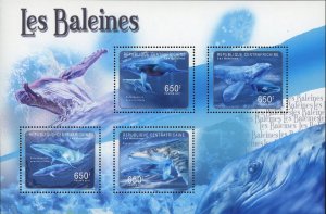 Whale Stamp Cetacea Marine Fauna Souvenir Sheet of 4 Mint NH 