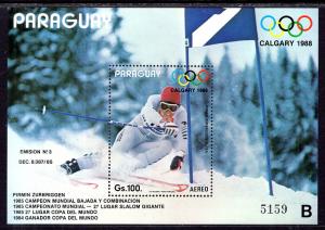 Paraguay C684 Winter Olympics Souvenir Sheet MNH VF