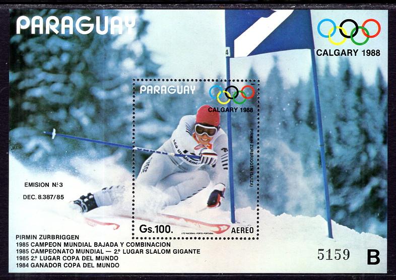 Paraguay C684 Winter Olympics Souvenir Sheet MNH VF