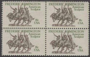 1981 Fredrick Remington Block Of 4 18c Postage Stamps, Sc# 1934, MNH, OG