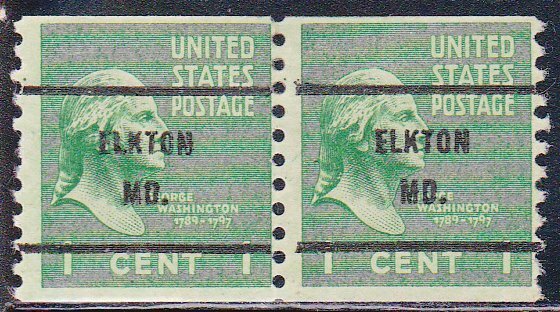 Precancel - Elkton, MD PSS 839-61 Coil Gap Pair - No Gum
