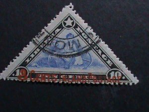 ​LIBERIA 1909 - 114  YEARS OLD- TRANAGLE -COMMERCE WITH CADUCEUS CTO VERY FINE