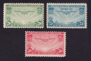 US AIRMAIL C20 - C22 20c-50c China Clipper Over Pacific bl, grn, rd. MNHVF Set 3