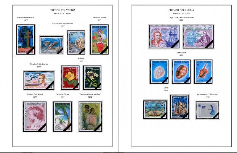 COLOR PRINTED FRENCH POLYNESIA 1892-2010 STAMP ALBUM PAGES (195 illustr. pages)