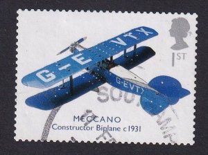 Great Britain  #2153  used 2003  toys   1st  Meccano biplane