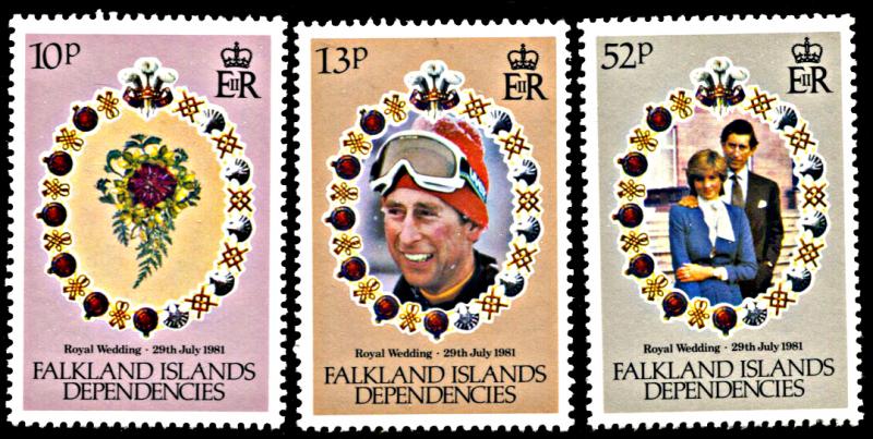 Falkland Islands Dep. 1L59-1L61, MNH, Charles and Diana Royal Wedding