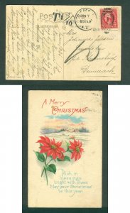 USA. 1926. Christmas Card To Denmark, 2 C. Washington + Postage Due. Adr: