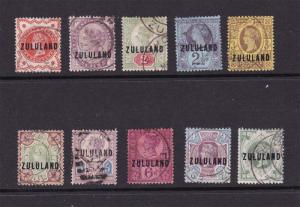 Zululand 1883 Queen Sc 1-10 set of 10 FU