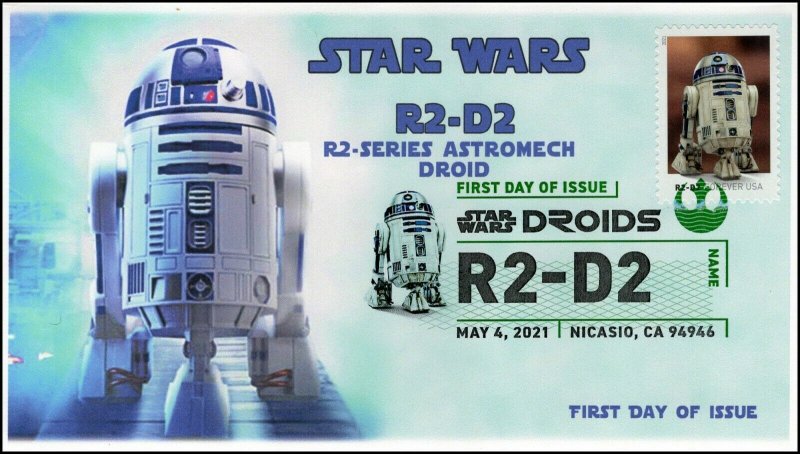 21-108, 2021,Star Wars Droids, R2-D2, First Day Cover, Digital Color Postmark, 