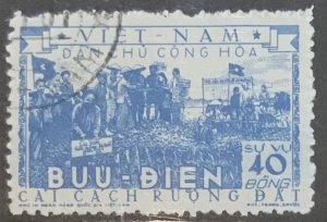 VIETNAM (NORTH) 1955 40b LAND REFORM SGNO38  FINE USED. CAT £10