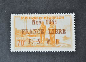 St. Pierre & Miquelon sc# 266 MH OG stamp 1941 French France mint with hinging