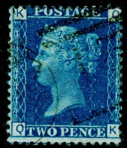 SG47, 2d dp blue PLATE 14, FINE USED. Cat £35. QK