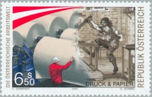 Austria 2000 MNH Stamps Scott 1828 Work Occupations Printing Press Paper Factory