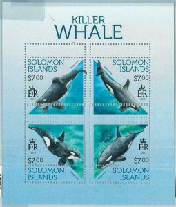 M1371 - SOLOMON ISLANDS - ERROR, 2013 MISSPERF SHEET: Orcas, Killer Whales