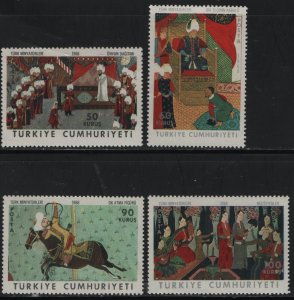 TURKEY, 1763-1766, (4) SET, MNH, 1968, ARCHER ON HORSEBACK, MUSICIANS