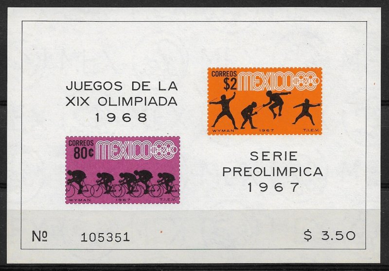 1967 Mexico 985a Summer Olympics MNH S/S