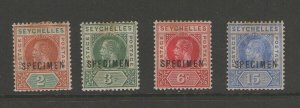 Seychelles 1912 SG 71-73,75 SPECIMEN MH