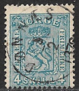 NORWAY 1867-68 4sk Blue ARMS Issue Sc 14 VFU