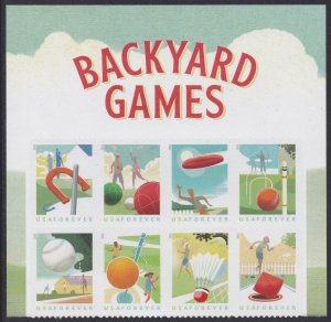 US 5627-5634 5634b Backyard Games F header block 8 MNH 2021