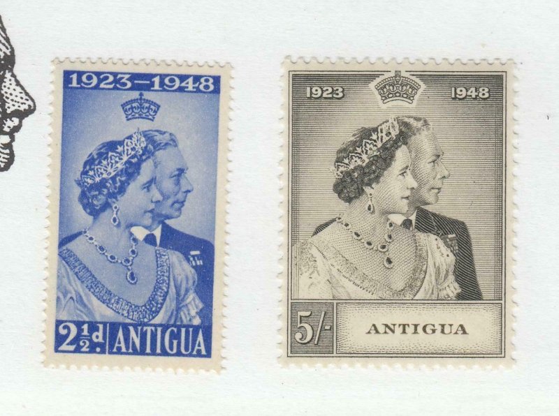 ANTIGUA  # 98-99 VF-MNH 1948 KING GEORGE VI SILVER WEDDING CAT VALUE $15